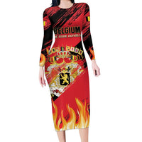 Custom Belgium 2024 Football Family Matching Long Sleeve Bodycon Dress and Hawaiian Shirt Go De Rode Duivels - Wonder Print Shop