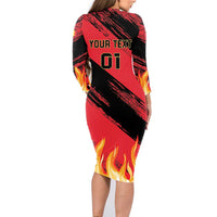 Custom Belgium 2024 Football Family Matching Long Sleeve Bodycon Dress and Hawaiian Shirt Go De Rode Duivels - Wonder Print Shop