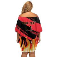 Custom Belgium 2024 Football Family Matching Off Shoulder Short Dress and Hawaiian Shirt Go De Rode Duivels - Wonder Print Shop