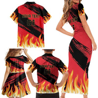 Custom Belgium 2024 Football Family Matching Short Sleeve Bodycon Dress and Hawaiian Shirt Go De Rode Duivels - Wonder Print Shop