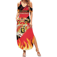 Custom Belgium 2024 Football Family Matching Summer Maxi Dress and Hawaiian Shirt Go De Rode Duivels - Wonder Print Shop