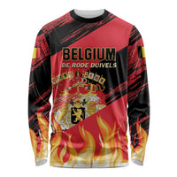 Custom Belgium 2024 Football Long Sleeve Shirt Go De Rode Duivels - Wonder Print Shop