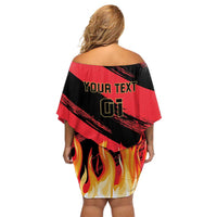 Custom Belgium 2024 Football Off Shoulder Short Dress Go De Rode Duivels - Wonder Print Shop