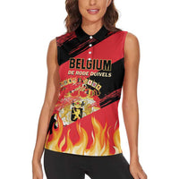 Custom Belgium 2024 Football Women Sleeveless Polo Shirt Go De Rode Duivels - Wonder Print Shop
