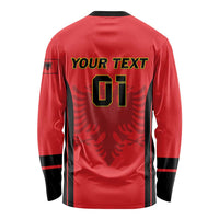 Custom Albania 2024 Football Long Sleeve Shirt Come On Kuqezinjte - Wonder Print Shop