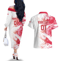 Custom Poland 2024 Football Couples Matching Off The Shoulder Long Sleeve Dress and Hawaiian Shirt Orly Go Champions - Wonder Print Shop