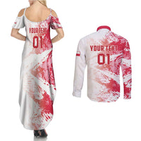 Custom Poland 2024 Football Couples Matching Summer Maxi Dress and Long Sleeve Button Shirt Orly Go Champions - Wonder Print Shop