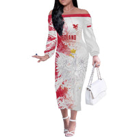 Custom Poland 2024 Football Family Matching Off The Shoulder Long Sleeve Dress and Hawaiian Shirt Orly Go Champions - Wonder Print Shop