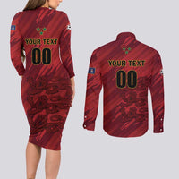 Custom Football Cayman Islands Couples Matching Long Sleeve Bodycon Dress and Long Sleeve Button Shirt The Turtles Come On - Wonder Print Shop