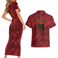 Custom Football Cayman Islands Couples Matching Short Sleeve Bodycon Dress and Hawaiian Shirt The Turtles Come On - Wonder Print Shop