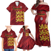 Custom Football Cayman Islands Family Matching Off Shoulder Maxi Dress and Hawaiian Shirt The Turtles Come On - Wonder Print Shop