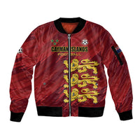 Custom Football Cayman Islands Sleeve Zip Bomber Jacket The Turtles Come On - Wonder Print Shop