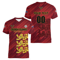 Custom Football Cayman Islands Women V-Neck T-Shirt The Turtles Come On - Wonder Print Shop