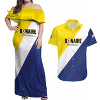 Custom Football Bonaire Couples Matching Off Shoulder Maxi Dress and Hawaiian Shirt Boneiru Caribbean Warriors - Wonder Print Shop