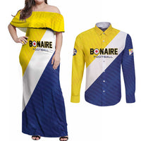 Custom Football Bonaire Couples Matching Off Shoulder Maxi Dress and Long Sleeve Button Shirt Boneiru Caribbean Warriors - Wonder Print Shop
