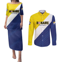 Custom Football Bonaire Couples Matching Puletasi and Long Sleeve Button Shirt Boneiru Caribbean Warriors - Wonder Print Shop