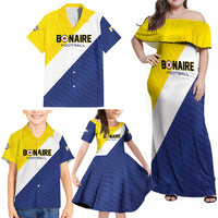 Custom Football Bonaire Family Matching Off Shoulder Maxi Dress and Hawaiian Shirt Boneiru Caribbean Warriors - Wonder Print Shop