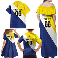 Custom Football Bonaire Family Matching Off Shoulder Maxi Dress and Hawaiian Shirt Boneiru Caribbean Warriors - Wonder Print Shop