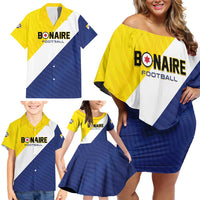 Custom Football Bonaire Family Matching Off Shoulder Short Dress and Hawaiian Shirt Boneiru Caribbean Warriors - Wonder Print Shop