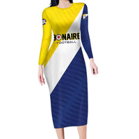 Custom Football Bonaire Long Sleeve Bodycon Dress Boneiru Caribbean Warriors - Wonder Print Shop