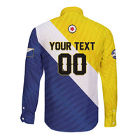 Custom Football Bonaire Long Sleeve Button Shirt Boneiru Caribbean Warriors - Wonder Print Shop