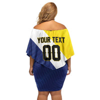 Custom Football Bonaire Off Shoulder Short Dress Boneiru Caribbean Warriors - Wonder Print Shop