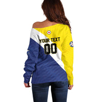 Custom Football Bonaire Off Shoulder Sweater Boneiru Caribbean Warriors - Wonder Print Shop