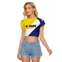 Custom Football Bonaire Raglan Cropped T Shirt Boneiru Caribbean Warriors - Wonder Print Shop