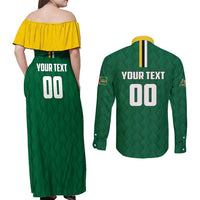 Custom Football Dominica Couples Matching Off Shoulder Maxi Dress and Long Sleeve Button Shirt Los Pericos Go Champions - Wonder Print Shop