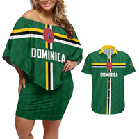 Custom Football Dominica Couples Matching Off Shoulder Short Dress and Hawaiian Shirt Los Pericos Go Champions - Wonder Print Shop