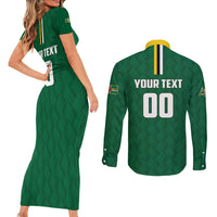 Custom Football Dominica Couples Matching Short Sleeve Bodycon Dress and Long Sleeve Button Shirt Los Pericos Go Champions - Wonder Print Shop