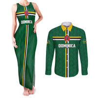 Custom Football Dominica Couples Matching Tank Maxi Dress and Long Sleeve Button Shirt Los Pericos Go Champions - Wonder Print Shop