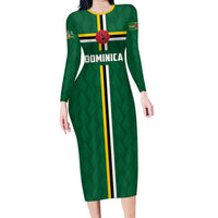 Custom Football Dominica Family Matching Long Sleeve Bodycon Dress and Hawaiian Shirt Los Pericos Go Champions - Wonder Print Shop