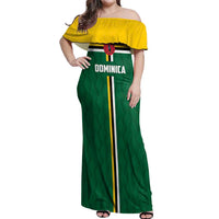 Custom Football Dominica Off Shoulder Maxi Dress Los Pericos Go Champions - Wonder Print Shop