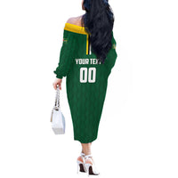 Custom Football Dominica Off The Shoulder Long Sleeve Dress Los Pericos Go Champions - Wonder Print Shop