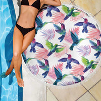Hummingbirds Colorful Beach Blanket Unique Stylized - Wonder Print Shop