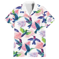 Hummingbirds Colorful Family Matching Long Sleeve Bodycon Dress and Hawaiian Shirt Unique Stylized - Wonder Print Shop