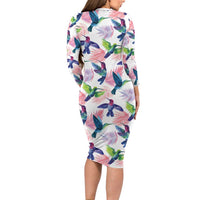 Hummingbirds Colorful Family Matching Long Sleeve Bodycon Dress and Hawaiian Shirt Unique Stylized - Wonder Print Shop