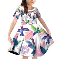 Hummingbirds Colorful Family Matching Off Shoulder Short Dress and Hawaiian Shirt Unique Stylized - Wonder Print Shop