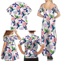 Hummingbirds Colorful Family Matching Summer Maxi Dress and Hawaiian Shirt Unique Stylized - Wonder Print Shop
