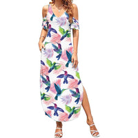 Hummingbirds Colorful Family Matching Summer Maxi Dress and Hawaiian Shirt Unique Stylized - Wonder Print Shop