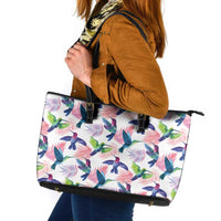 Hummingbirds Colorful Leather Tote Bag Unique Stylized - Wonder Print Shop