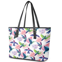 Hummingbirds Colorful Leather Tote Bag Unique Stylized - Wonder Print Shop