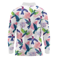 Hummingbirds Colorful Long Sleeve Polo Shirt Unique Stylized - Wonder Print Shop