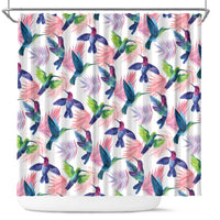 Hummingbirds Colorful Shower Curtain Unique Stylized - Wonder Print Shop
