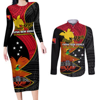 Papua New Guinea Independence Day Couples Matching Long Sleeve Bodycon Dress and Long Sleeve Button Shirts Happy PNG 48th Anniversary - Wonder Print Shop