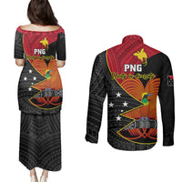 Papua New Guinea Independence Day Couples Matching Puletasi Dress and Long Sleeve Button Shirts Happy PNG 48th Anniversary - Wonder Print Shop