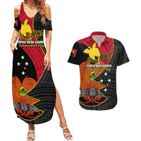 Papua New Guinea Independence Day Couples Matching Summer Maxi Dress and Hawaiian Shirt Happy PNG 48th Anniversary - Wonder Print Shop