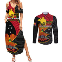 Papua New Guinea Independence Day Couples Matching Summer Maxi Dress and Long Sleeve Button Shirts Happy PNG 48th Anniversary - Wonder Print Shop