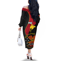 Papua New Guinea Independence Day Off The Shoulder Long Sleeve Dress Happy PNG 48th Anniversary - Wonder Print Shop